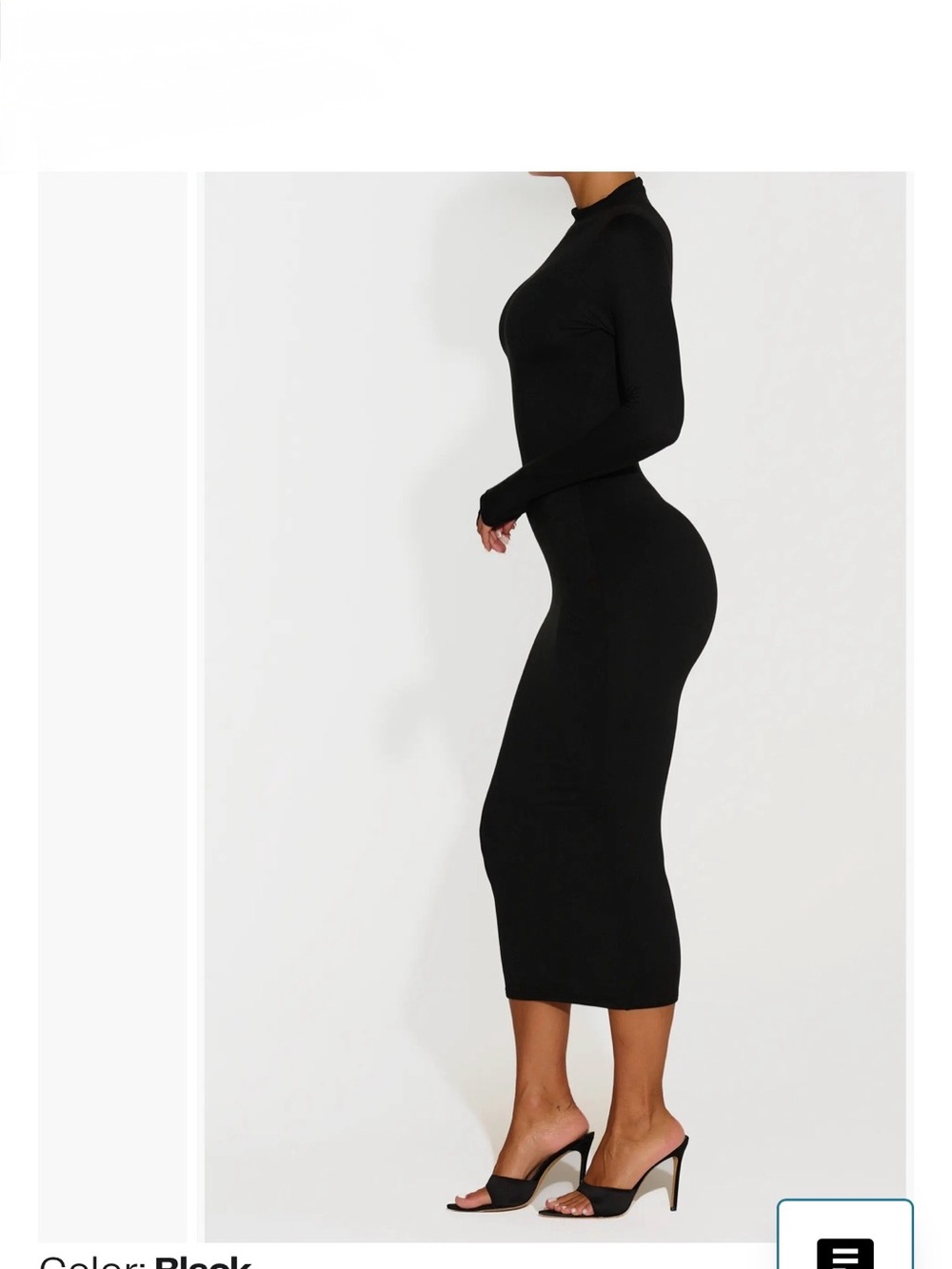 naked wardrobe Black Long Sleeve Bodycon Midi Dress